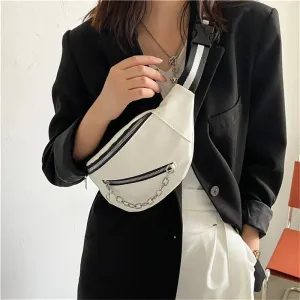 Leather Chest Pack Dumpling Chain Belt Bags