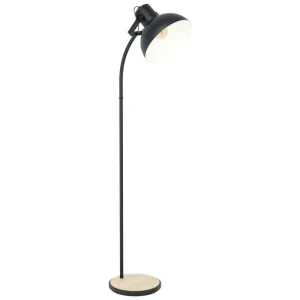 Lubenham Industrial Timber and Black Floor Lamp