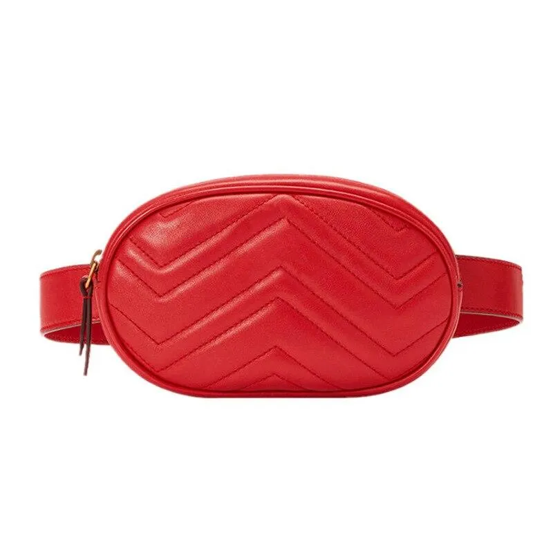 Luxury Fashionable Women's Barrel-shaped Leather Waist Bag