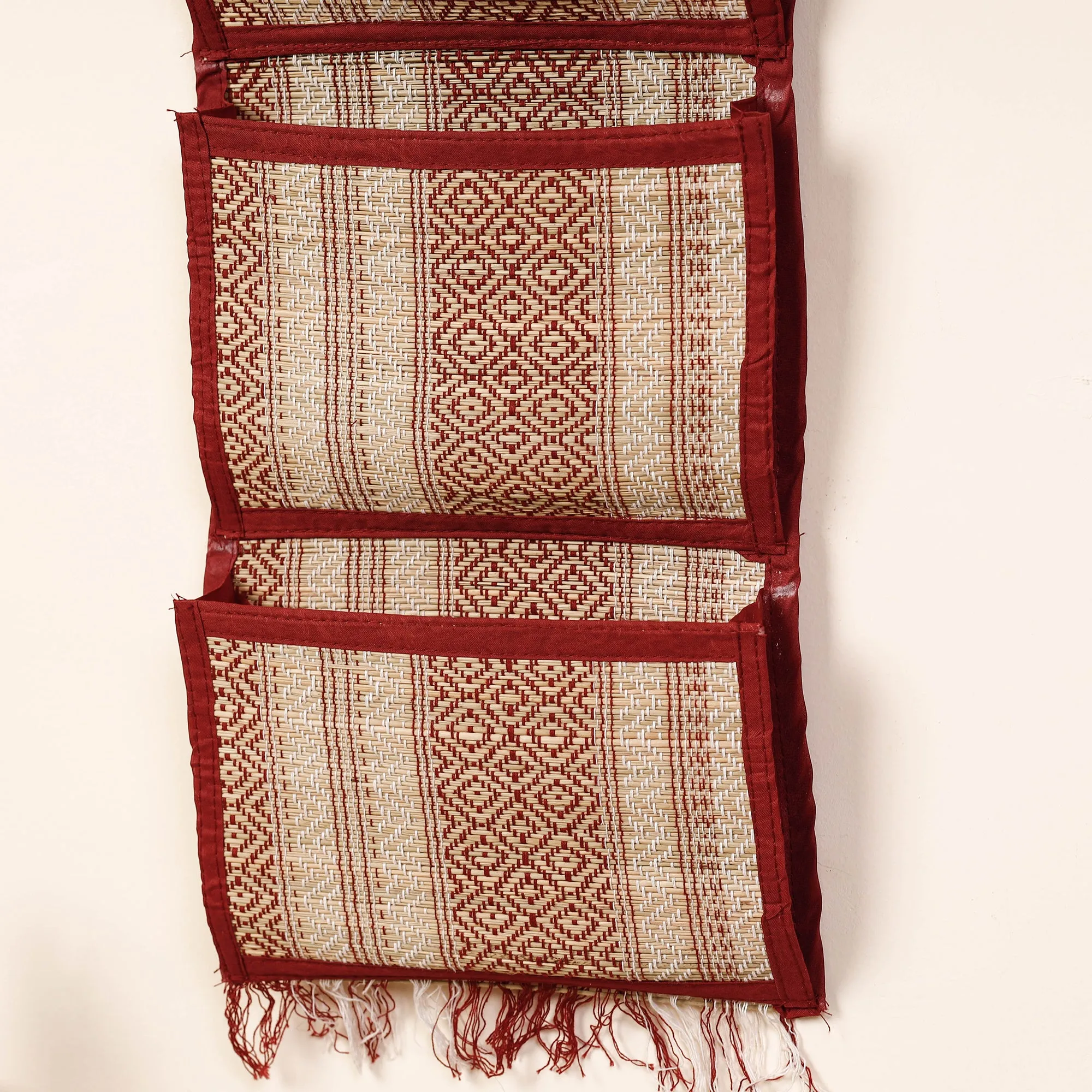 Madur Grass Handwoven Wall Hanging Letter Holder of Midnapore - 3 Pockets