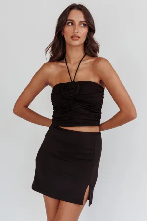 Mallorie Rose Bust Halter Top Black