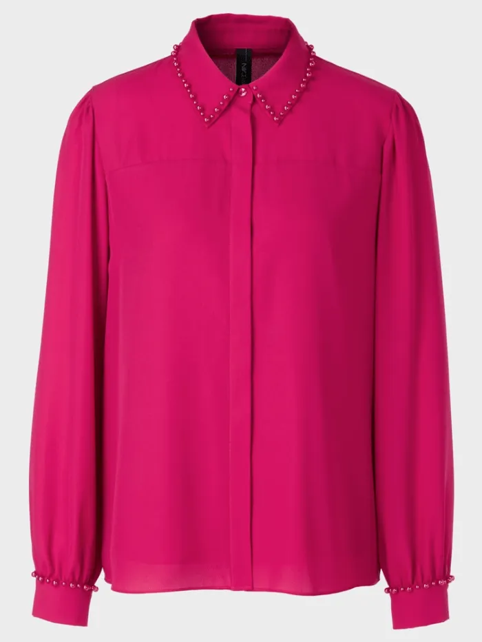 Marc Cain Collections Shirt Blouse With Pearls In Fuchsia Pink WC 51.46 W90 COL 267