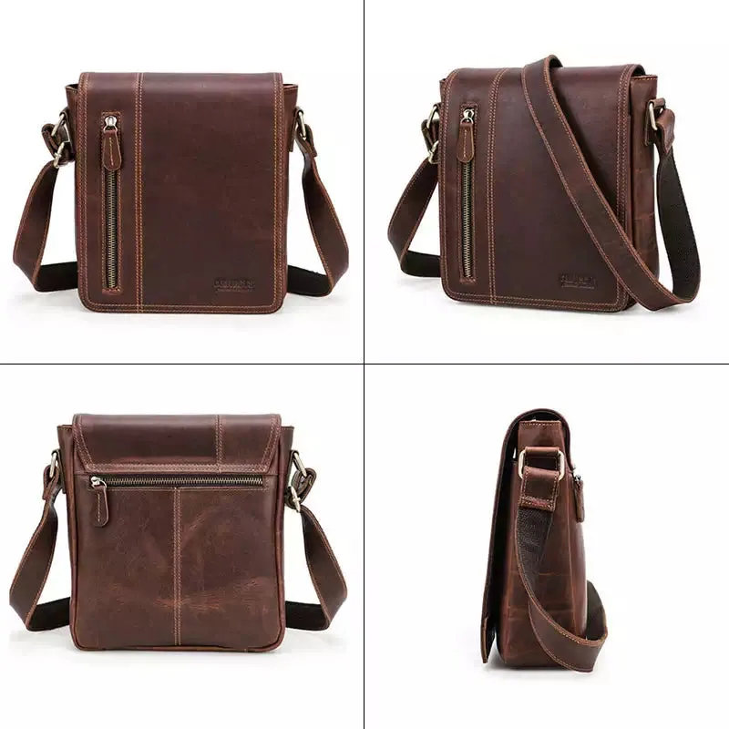 Men's Vintage Crazy Horse Leather Satchel Bag