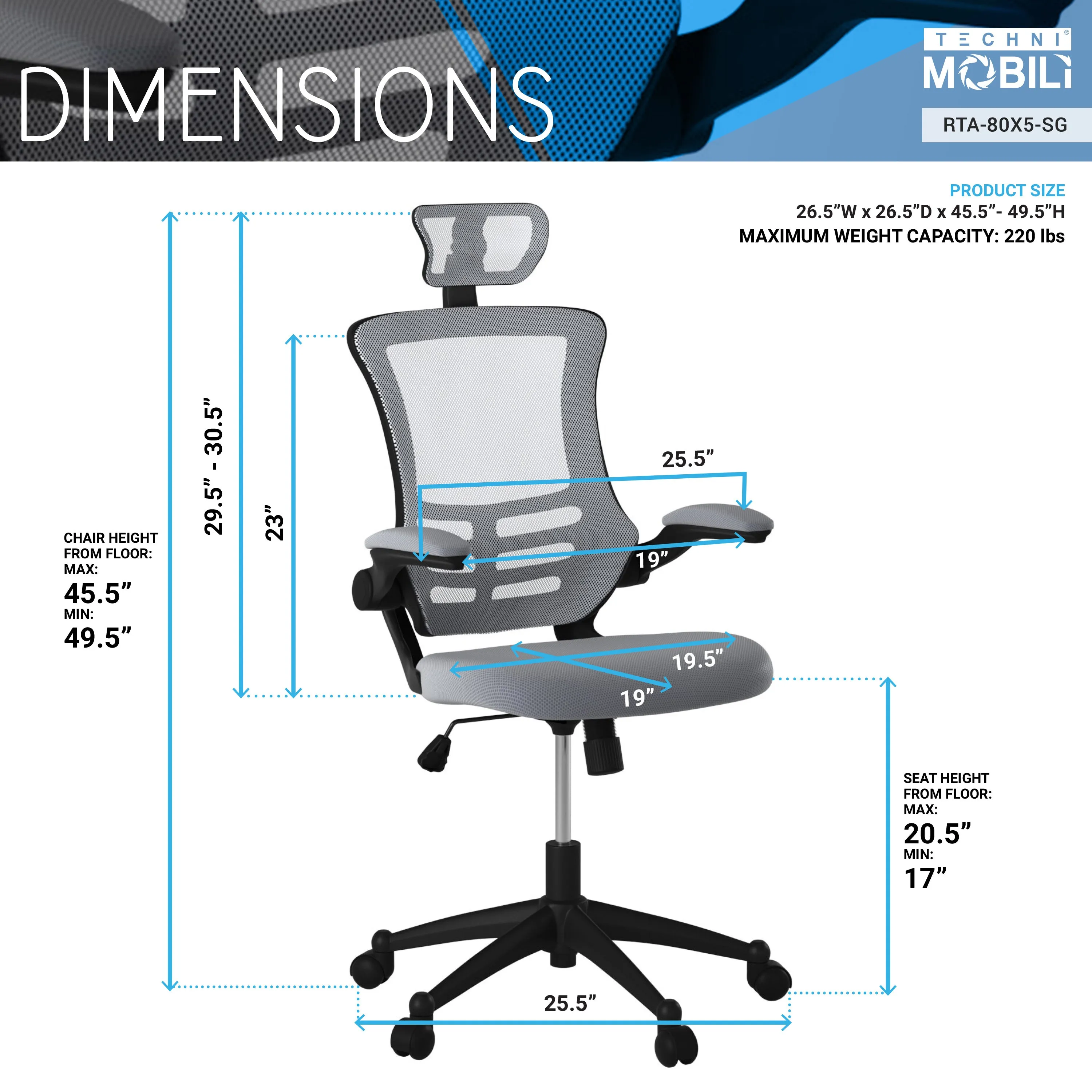 Mesh Executive Office Chair - Silver Gray