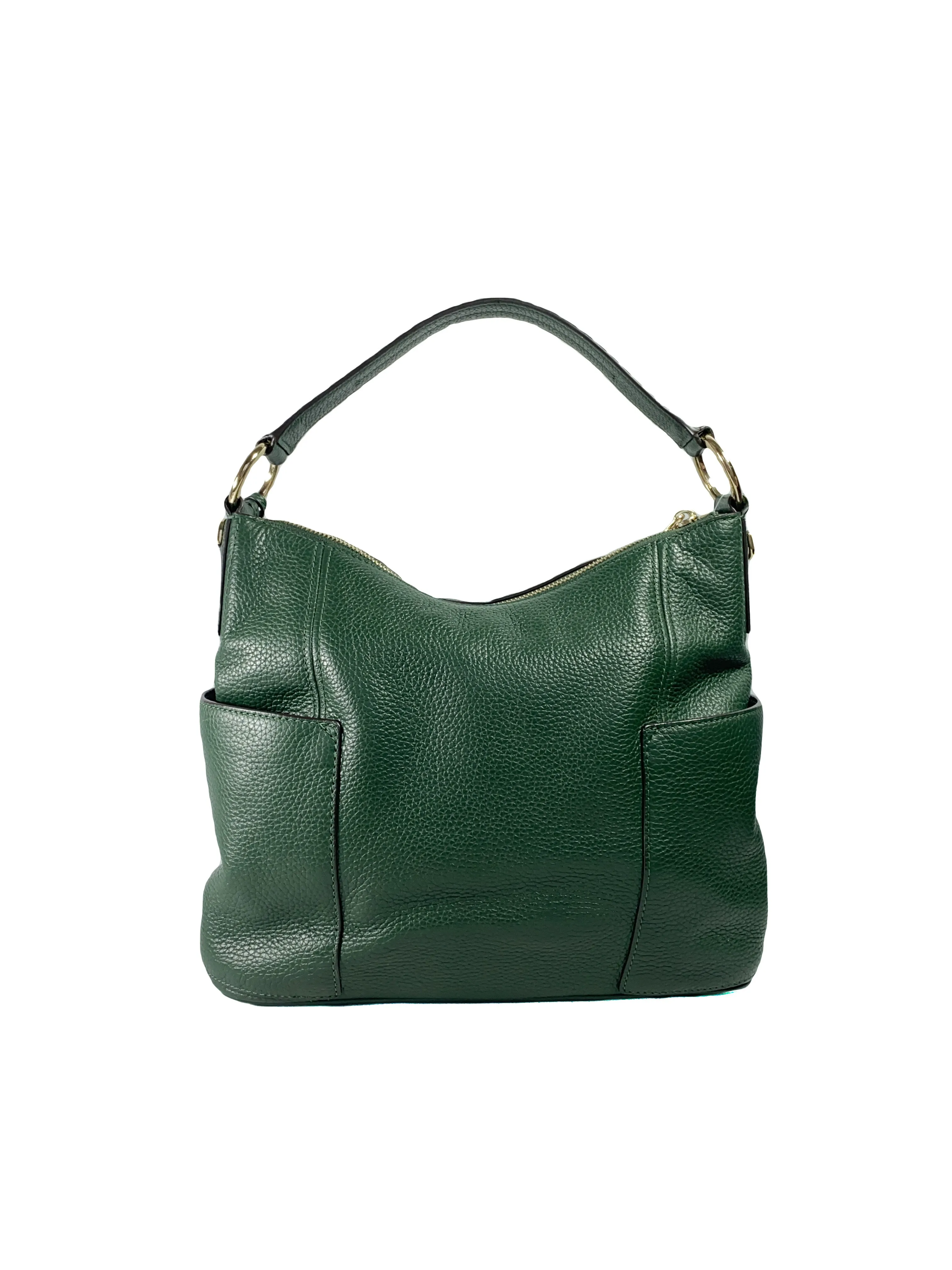 Michael Kors dark green leather shoulder bag