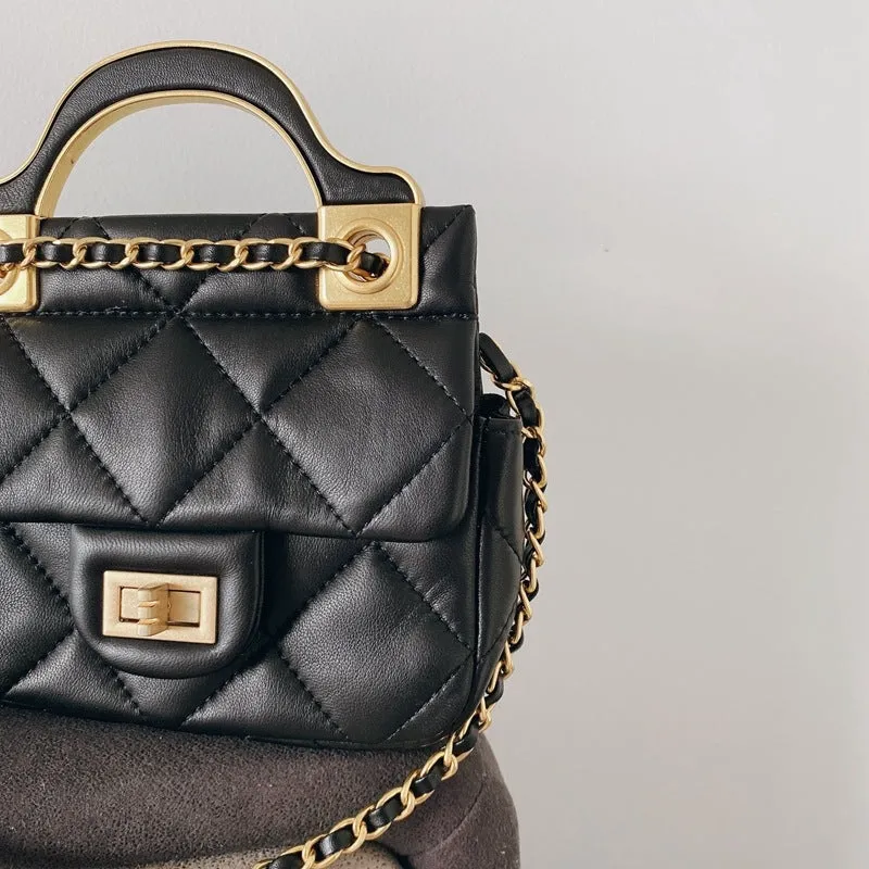 Mini Leather Quilted Cross Body Chain Bag