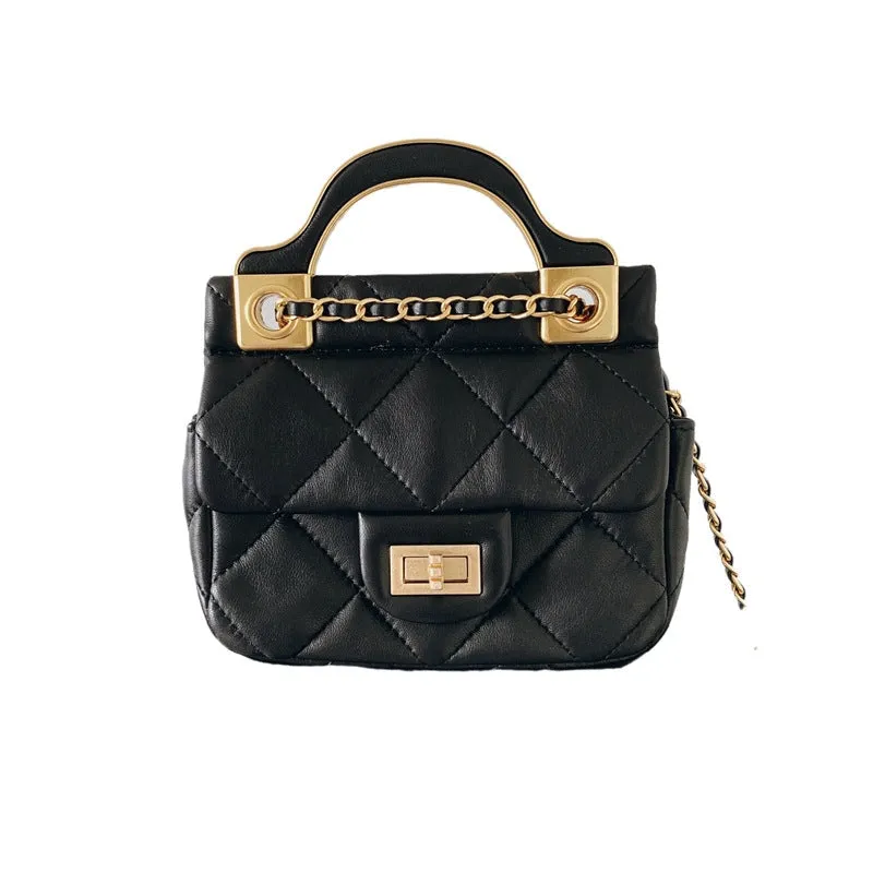 Mini Leather Quilted Cross Body Chain Bag