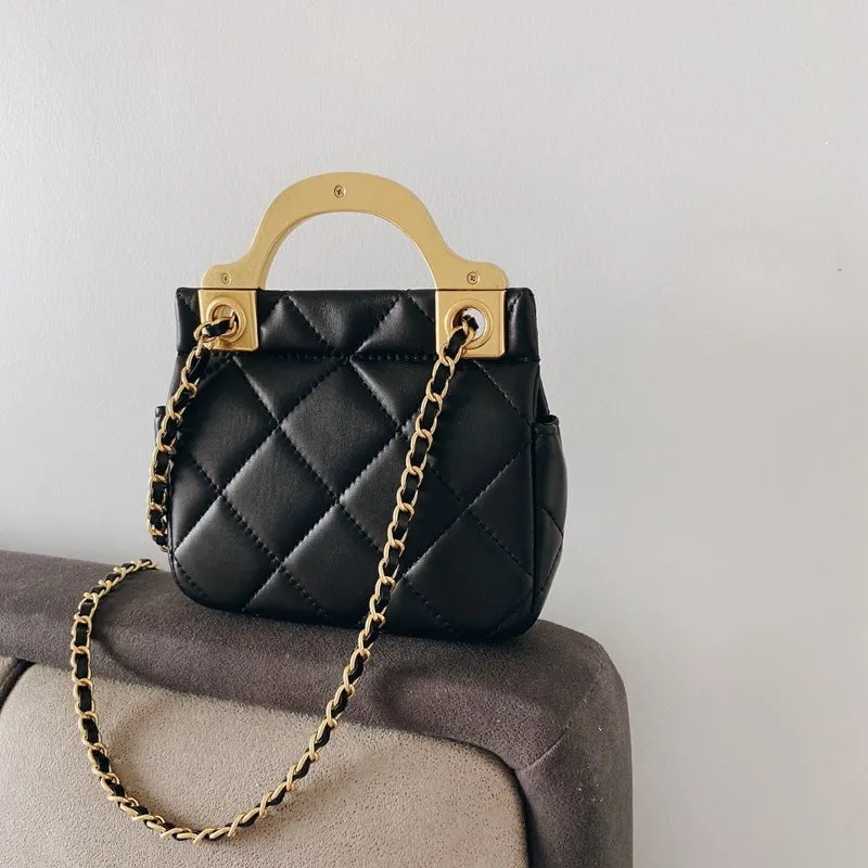 Mini Leather Quilted Cross Body Chain Bag