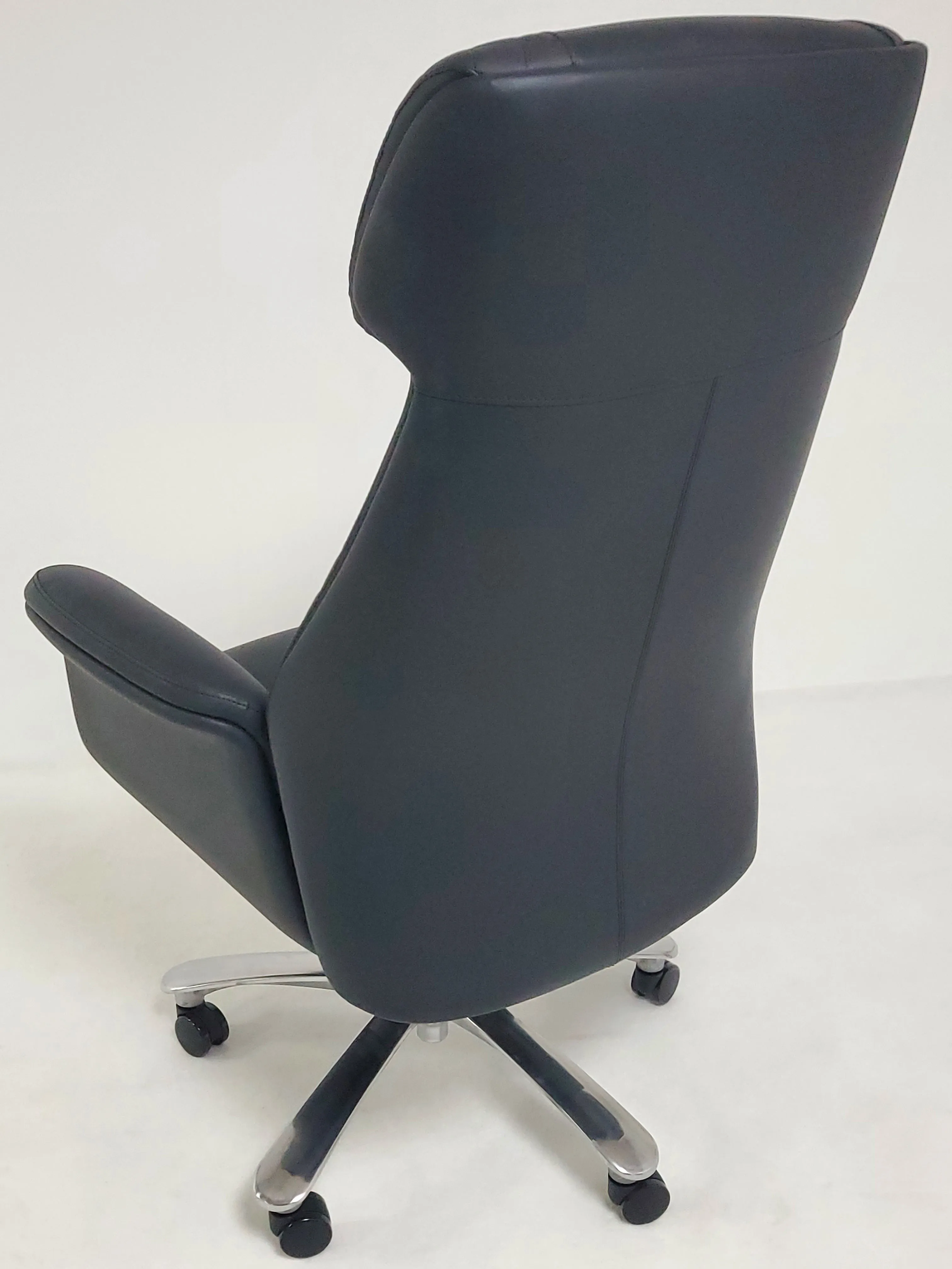 Modern High Back Black Leather Executive Office Chair with Winged Arms - DT8534A