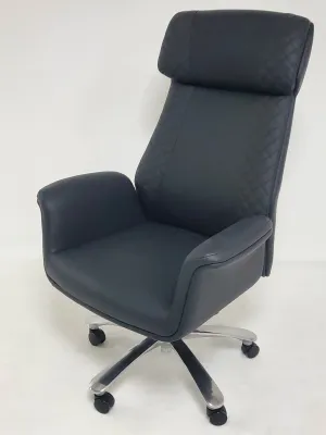 Modern High Back Black Leather Executive Office Chair with Winged Arms - DT8534A