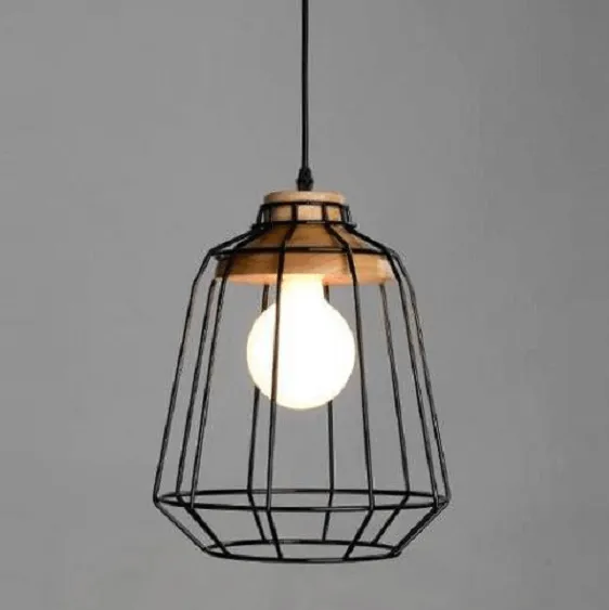 Modern Nordic Wrought Iron Hanging Cage Lamp