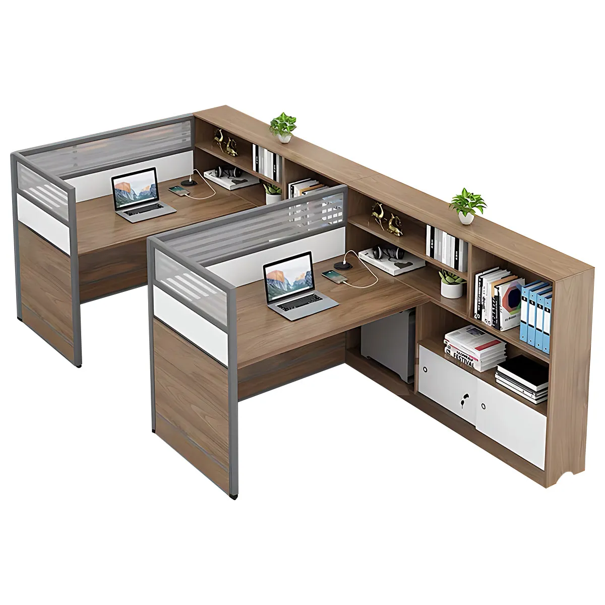 Modern Simple Partitioned Multiperson Staff Desk