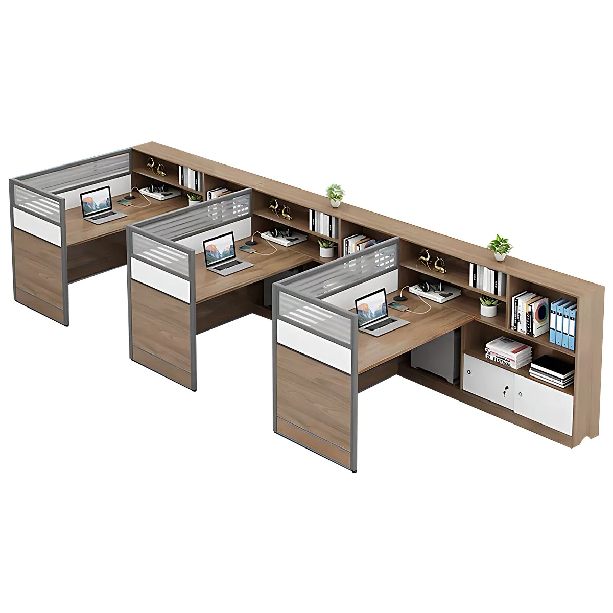 Modern Simple Partitioned Multiperson Staff Desk