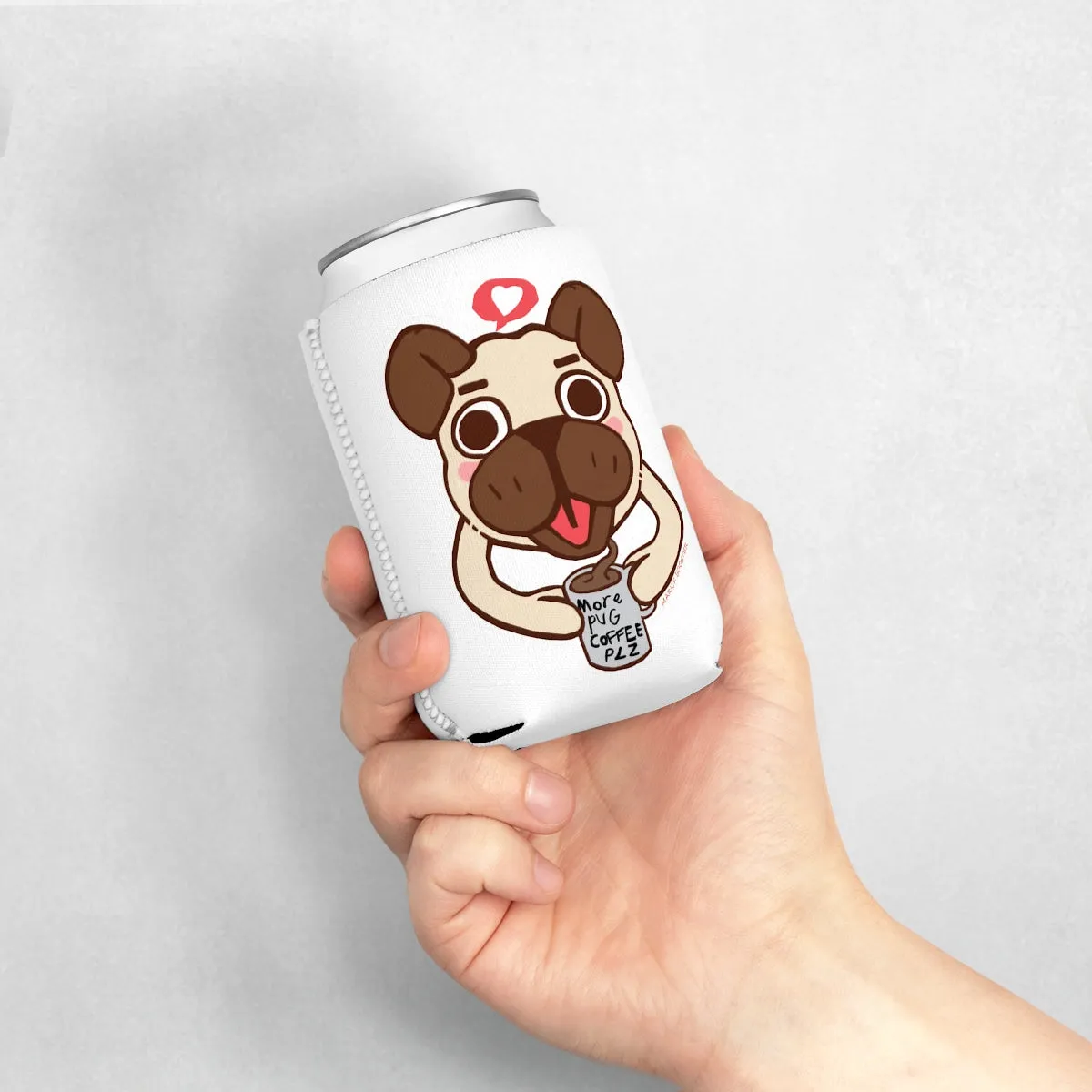 More Pug Coffee Please Can Cooler Sleeve