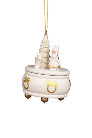 Music Box - White and Gold Santa - Christmas Tree Decoration (Pre-Order Item)