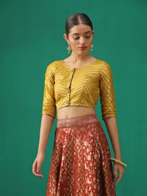 Mustard Kundan appliques Short Sleeve Blouse