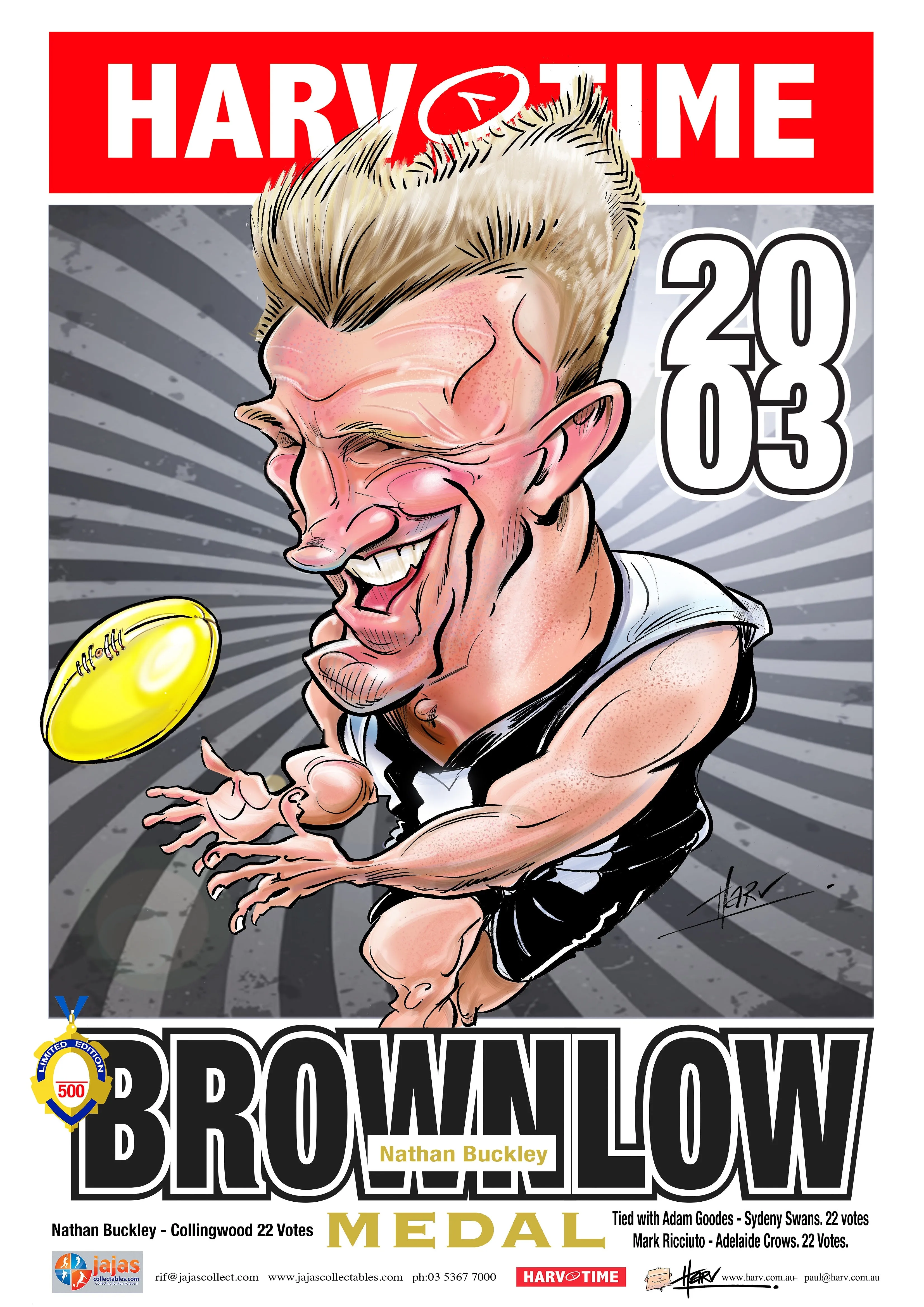 Nathan Buckley, Brownlow Medallist, Harv Time Poster