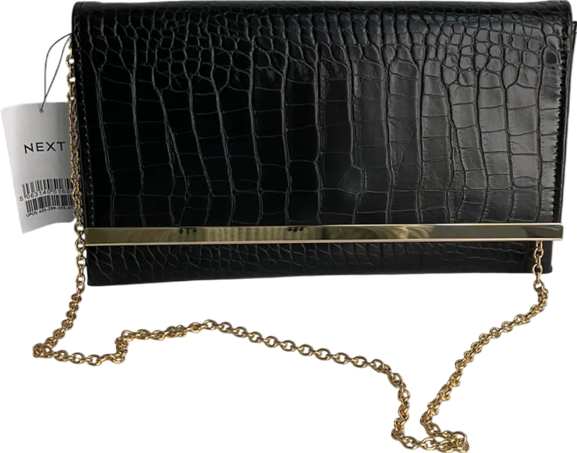 Next Black Clutch Bag With Detachable Body Chain One Size