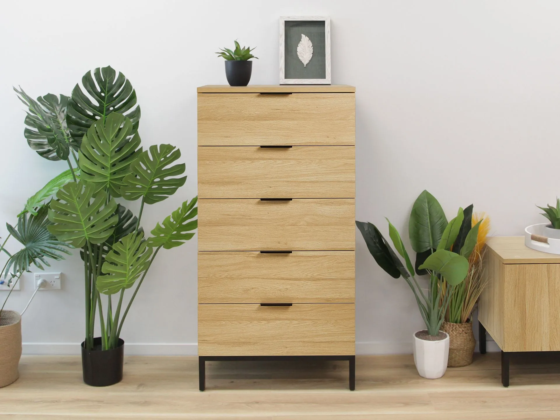 Ocala Tallboy 5 Drawer Chest Dresser - Oak