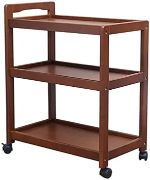 ODEJIA 3-Tier Solid Wood Bar Trolley - Midcentury Modern Whiskey Maple