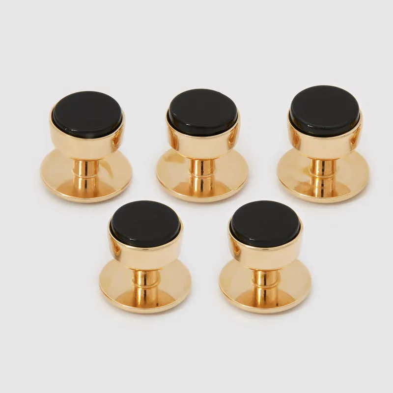 Onyx & Gold Plated Formal Stud Set