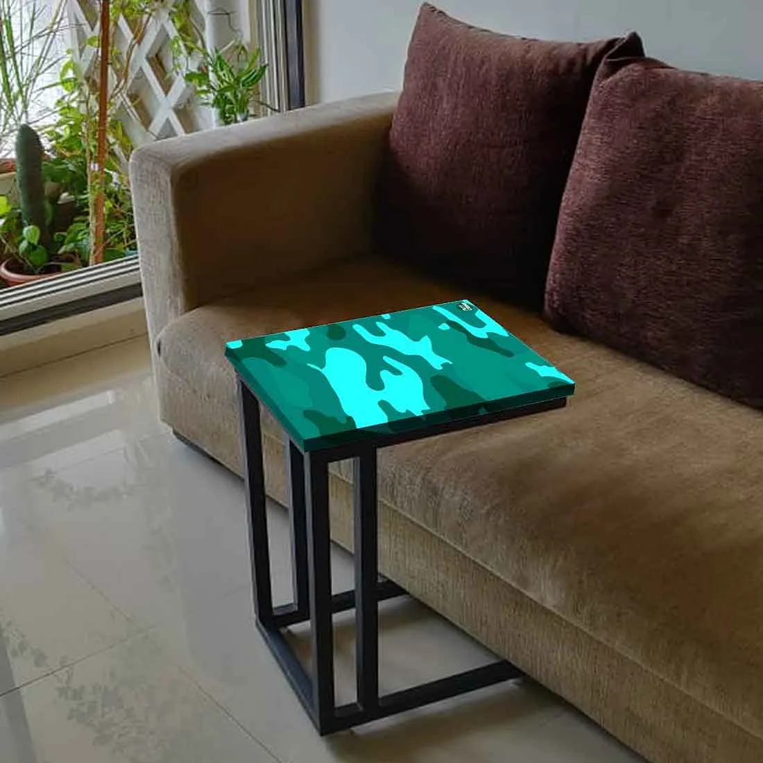 Outdoor C Shaped Table - Army Camouflage Green