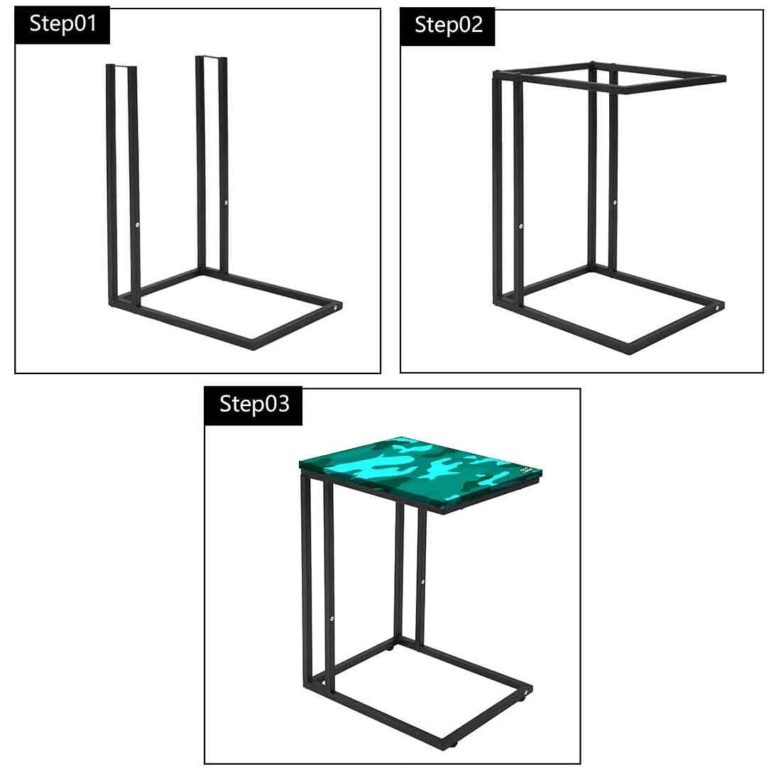 Outdoor C Shaped Table - Army Camouflage Green