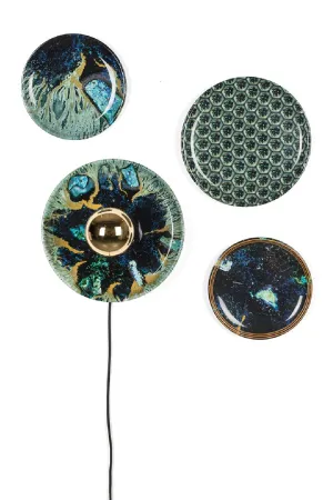 Peacock Print Wall Lamps (4) | Bold Monkey No Food Here Hexagon