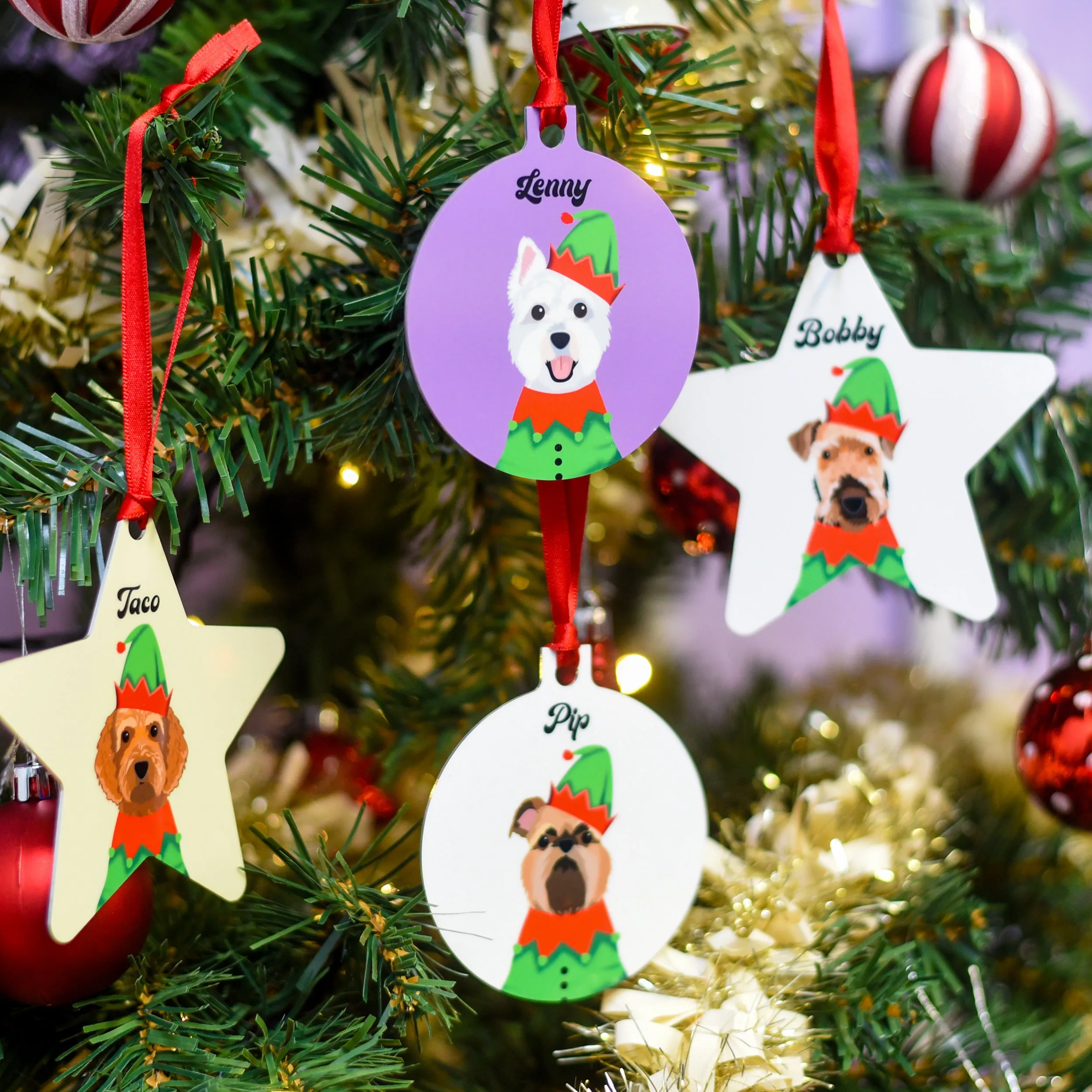 Personalised Elf Dog Christmas Decoration