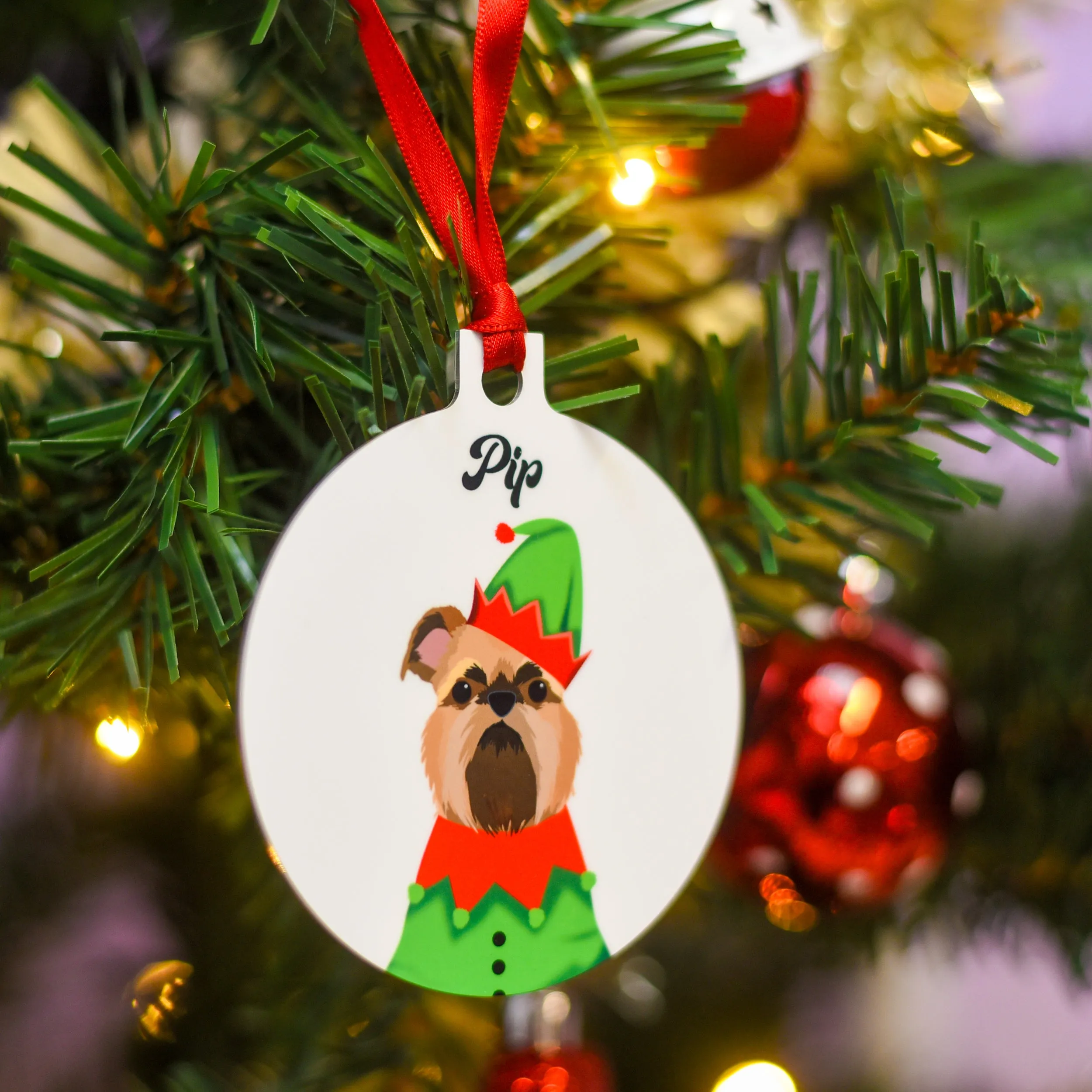 Personalised Elf Dog Christmas Decoration