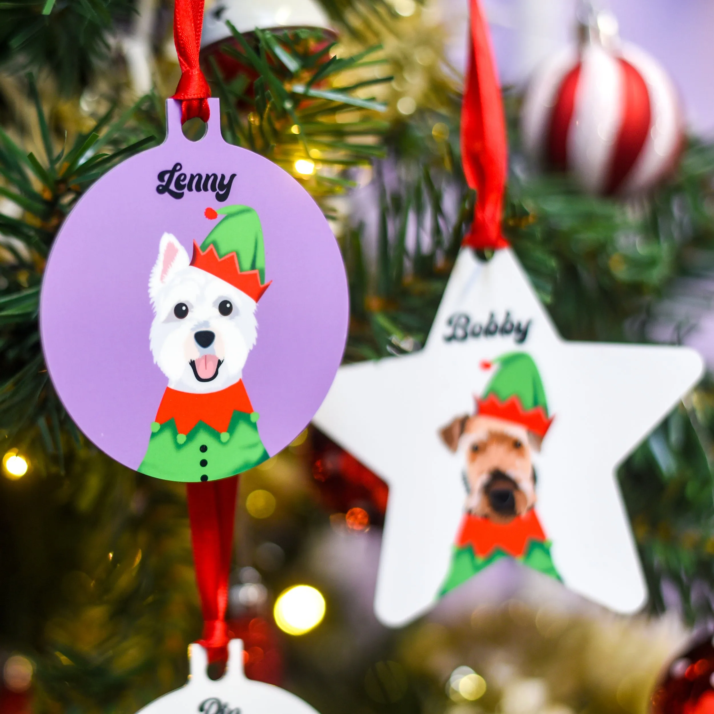 Personalised Elf Dog Christmas Decoration