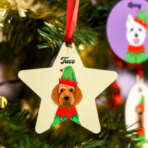 Personalised Elf Dog Christmas Decoration