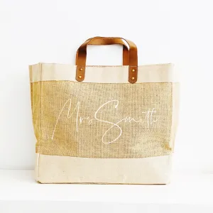 Personalised Jute Tote Bag - Mrs Bag