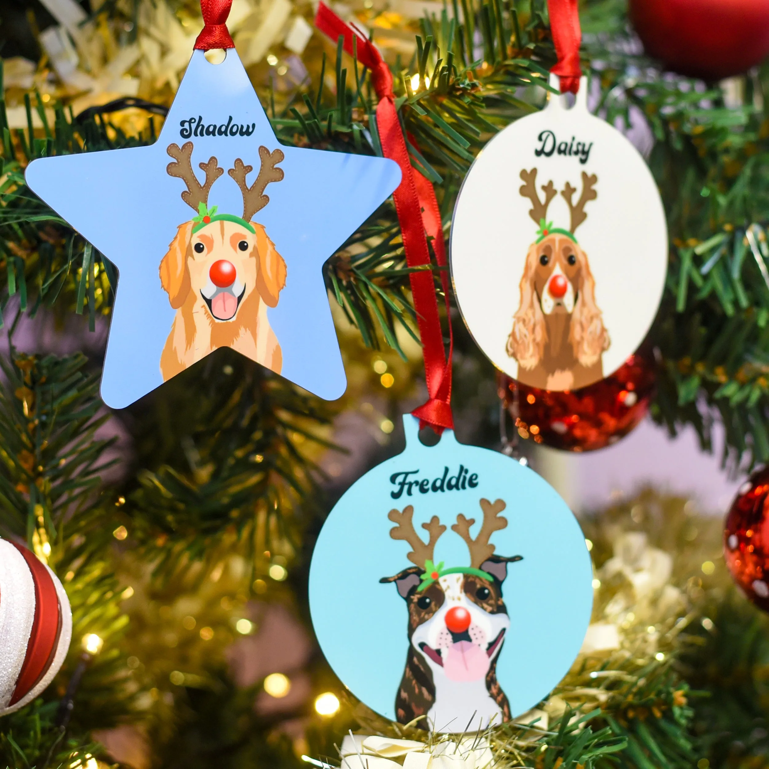 Personalised Reindeer Dog Christmas Decoration