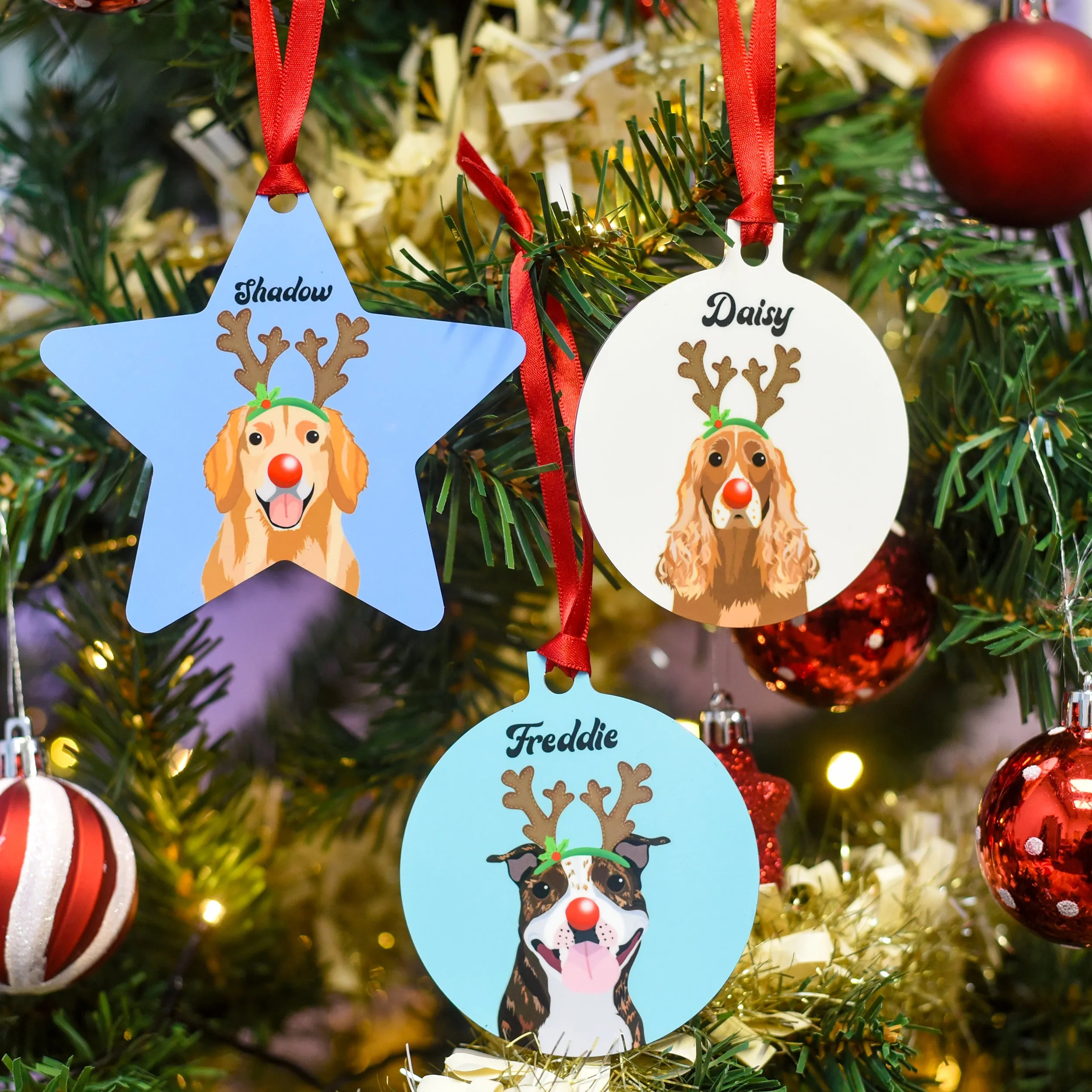 Personalised Reindeer Dog Christmas Decoration