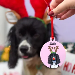 Personalised Reindeer Dog Christmas Decoration