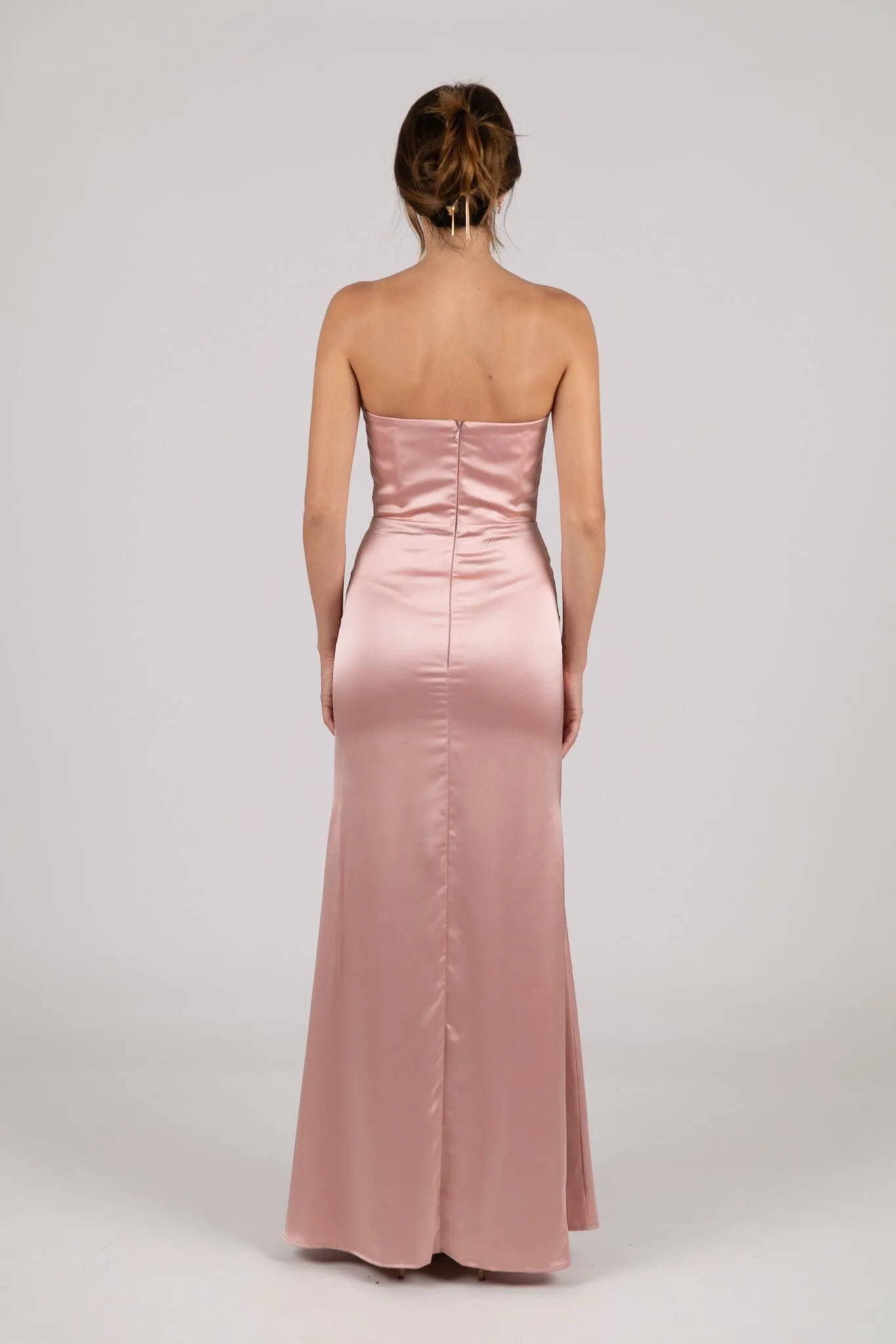 Peyton Strapless Satin Maxi Dress - Dusty Pink