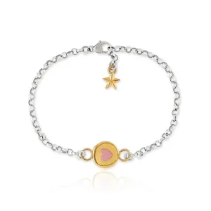 Pink Enamel Button Bracelet