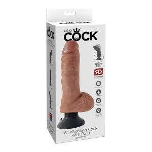 Pipedream King Cock 8 in. Vibrating Cock With Balls Poseable Suction Cup Dildo Tan