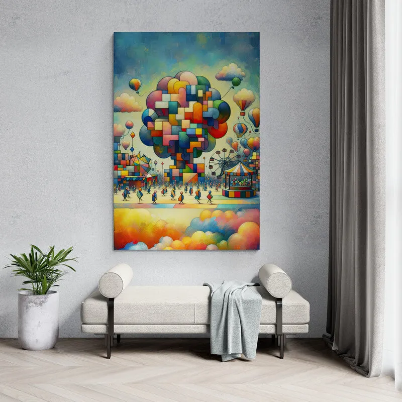 Playful Carnival: Cubist Wall Art - canvas