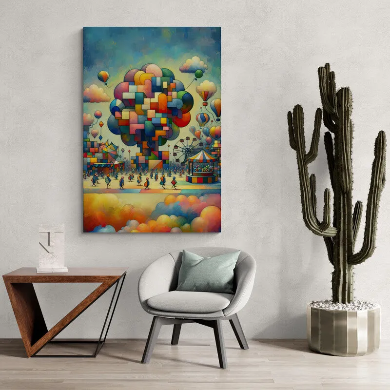 Playful Carnival: Cubist Wall Art - canvas