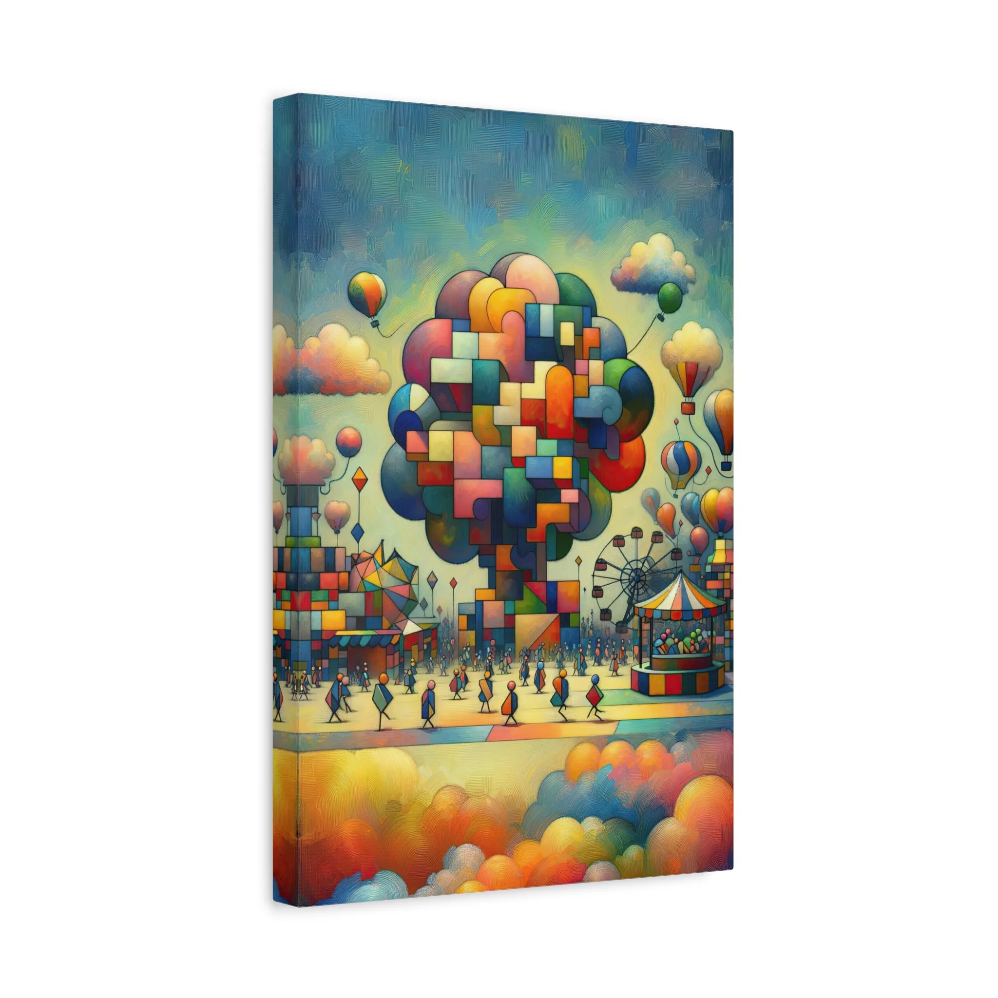 Playful Carnival: Cubist Wall Art - canvas