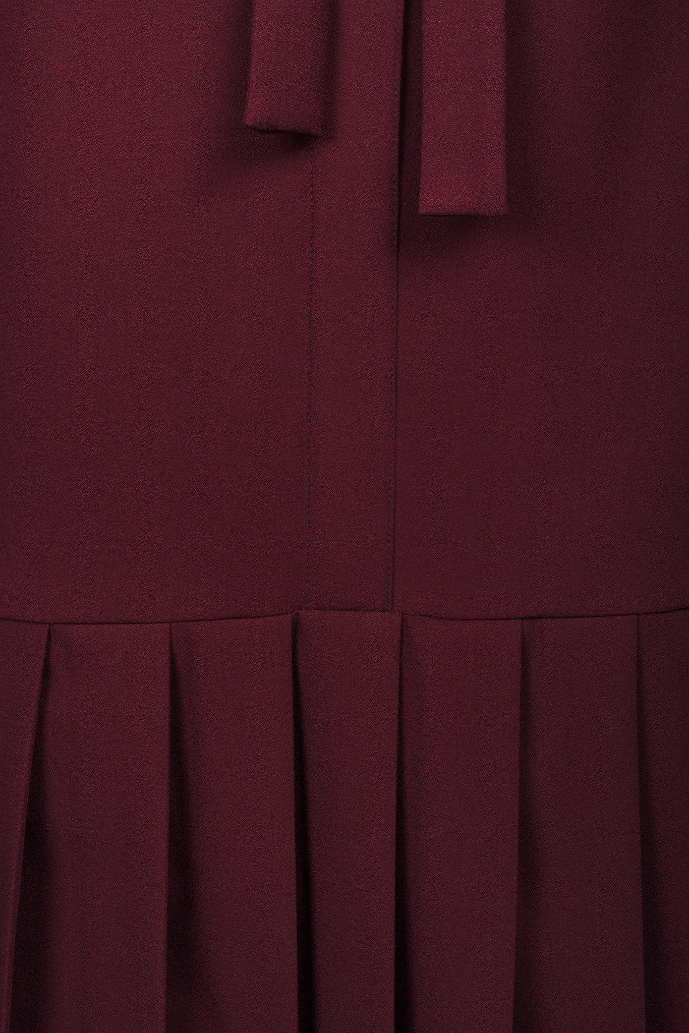 Pleated Burgundy Viscose-Blend Crepe Dress