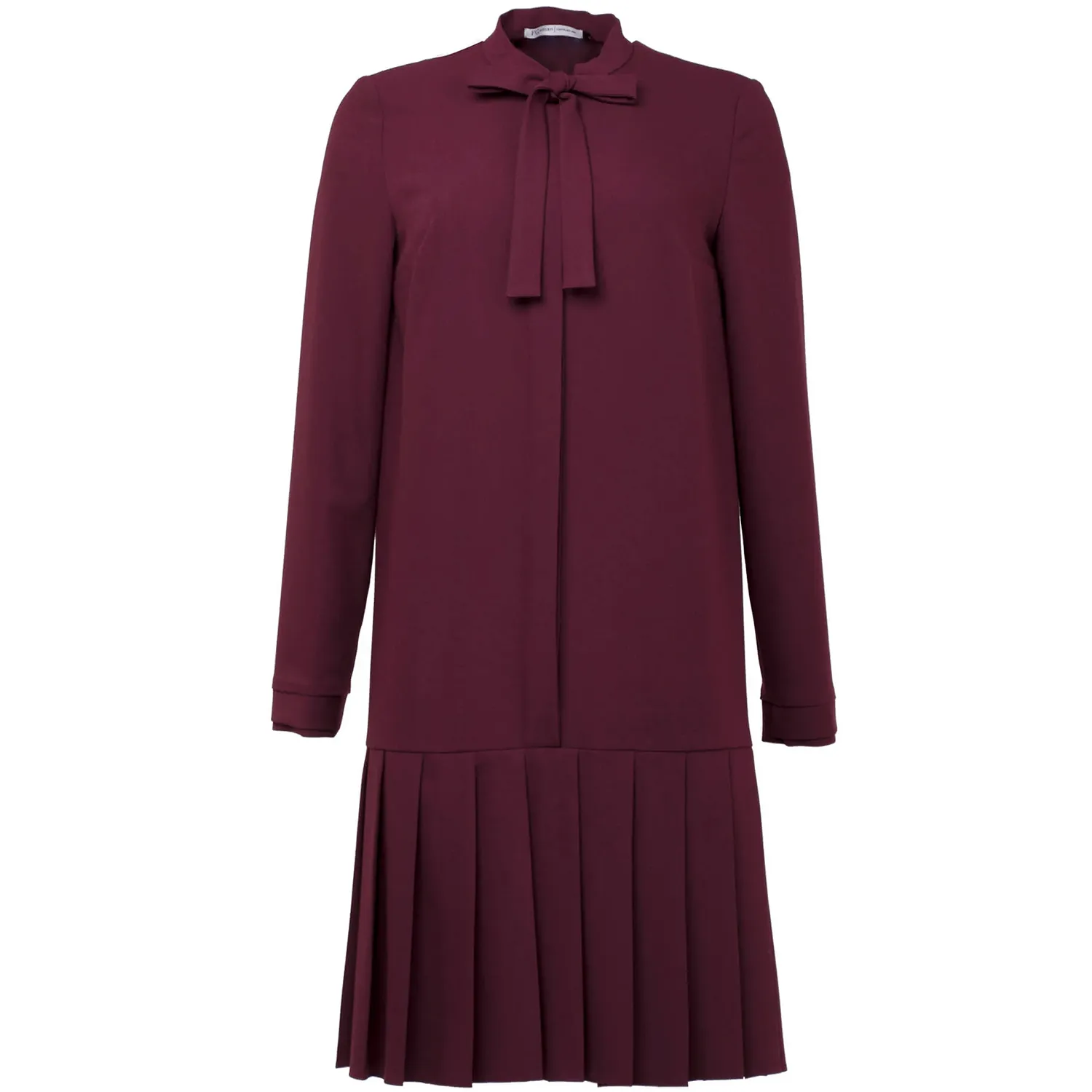 Pleated Burgundy Viscose-Blend Crepe Dress