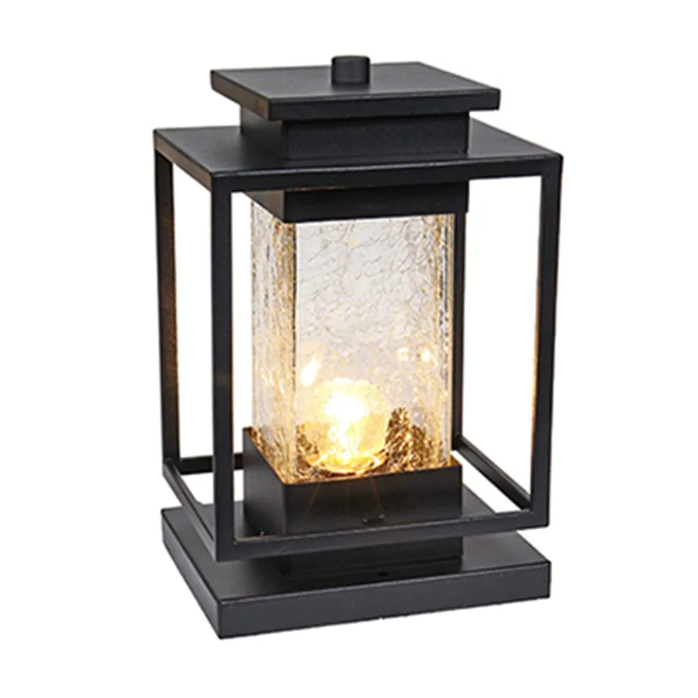 Post Top Metal and Glass Outdoor Light Black