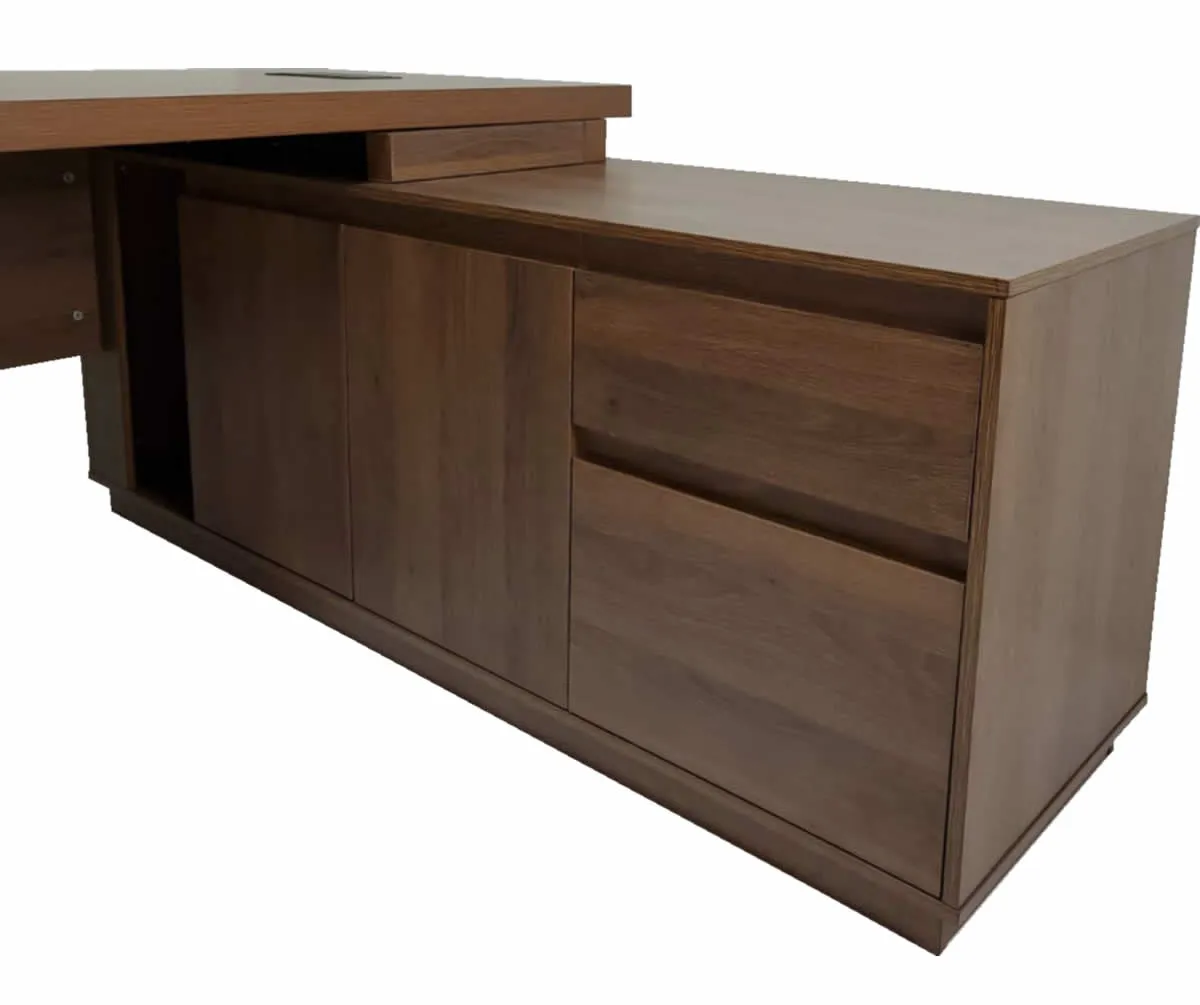 Quality Executive Office Right Hand Corner Desk in Walnut - BG856