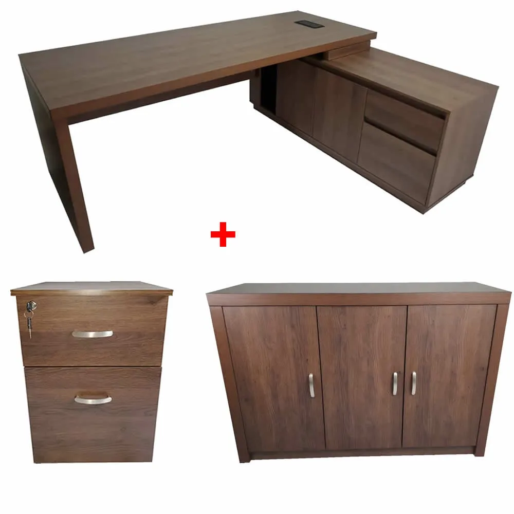 Quality Executive Office Right Hand Corner Desk in Walnut - BG856