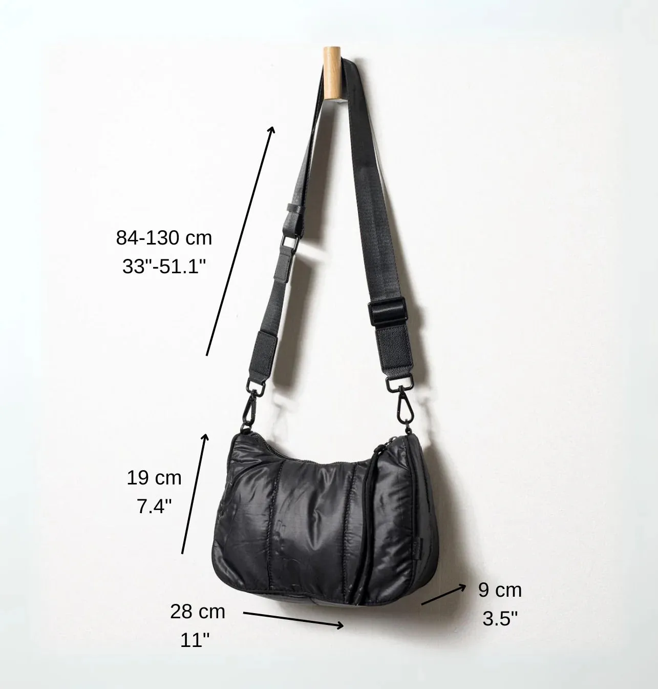 Quilt Crossbody Bag - Black