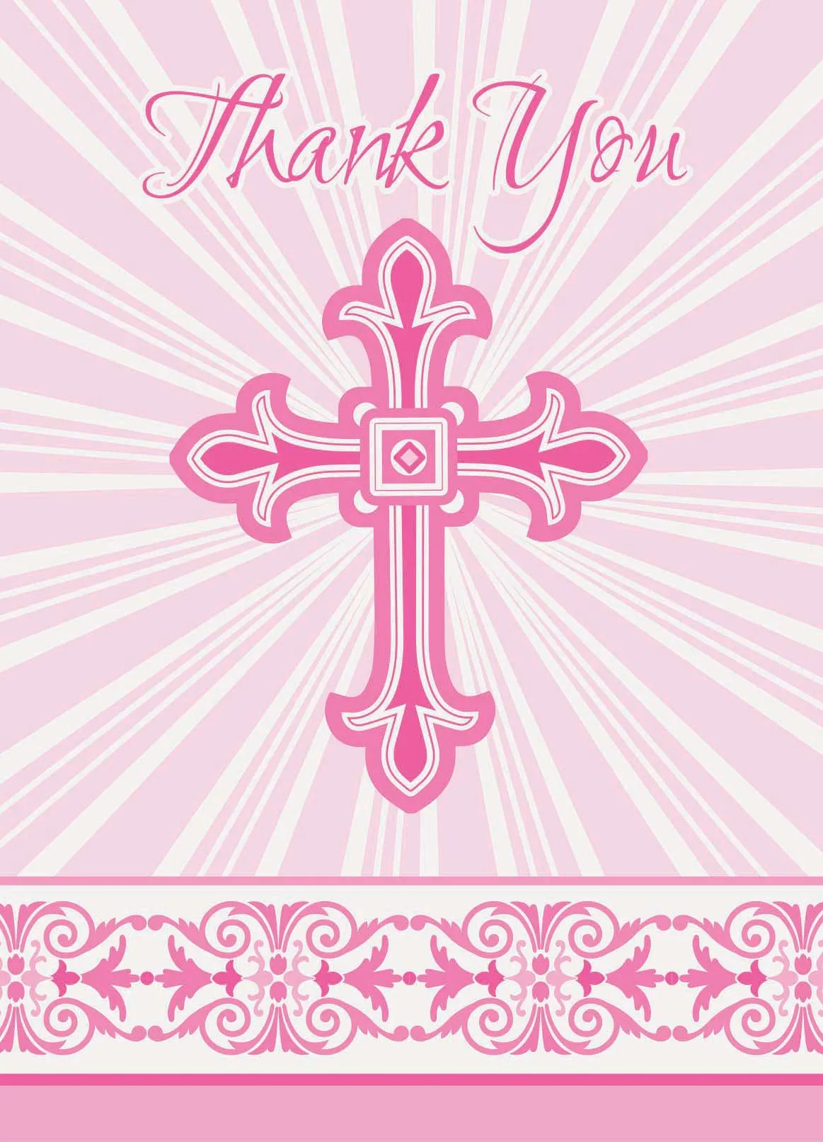 Radiant Cross Pink Thank You Notes 8pk