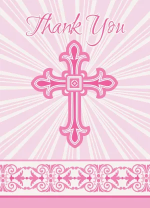 Radiant Cross Pink Thank You Notes 8pk